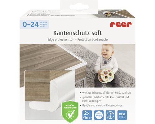 Zachte klevende randbeschermer, wit, 1 m, 2 stuks