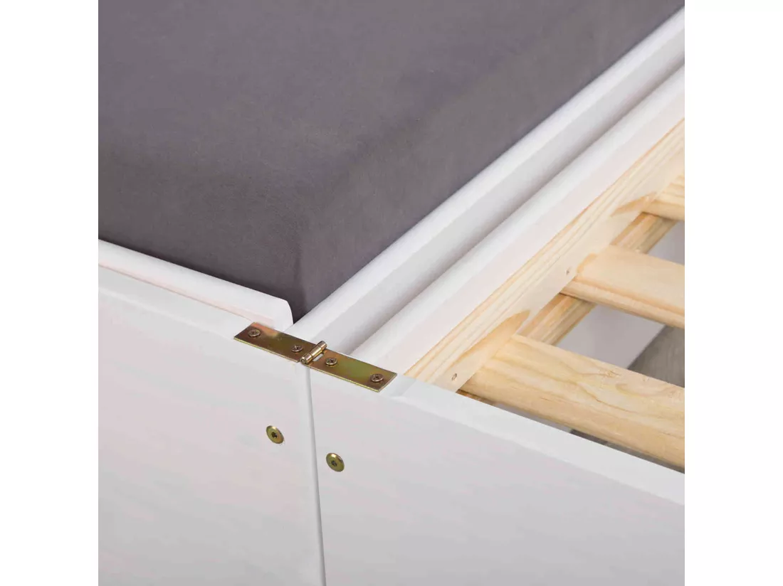 Lit gigogne 3 couchages en bois massif blanc laqué 90x200 - LT12015