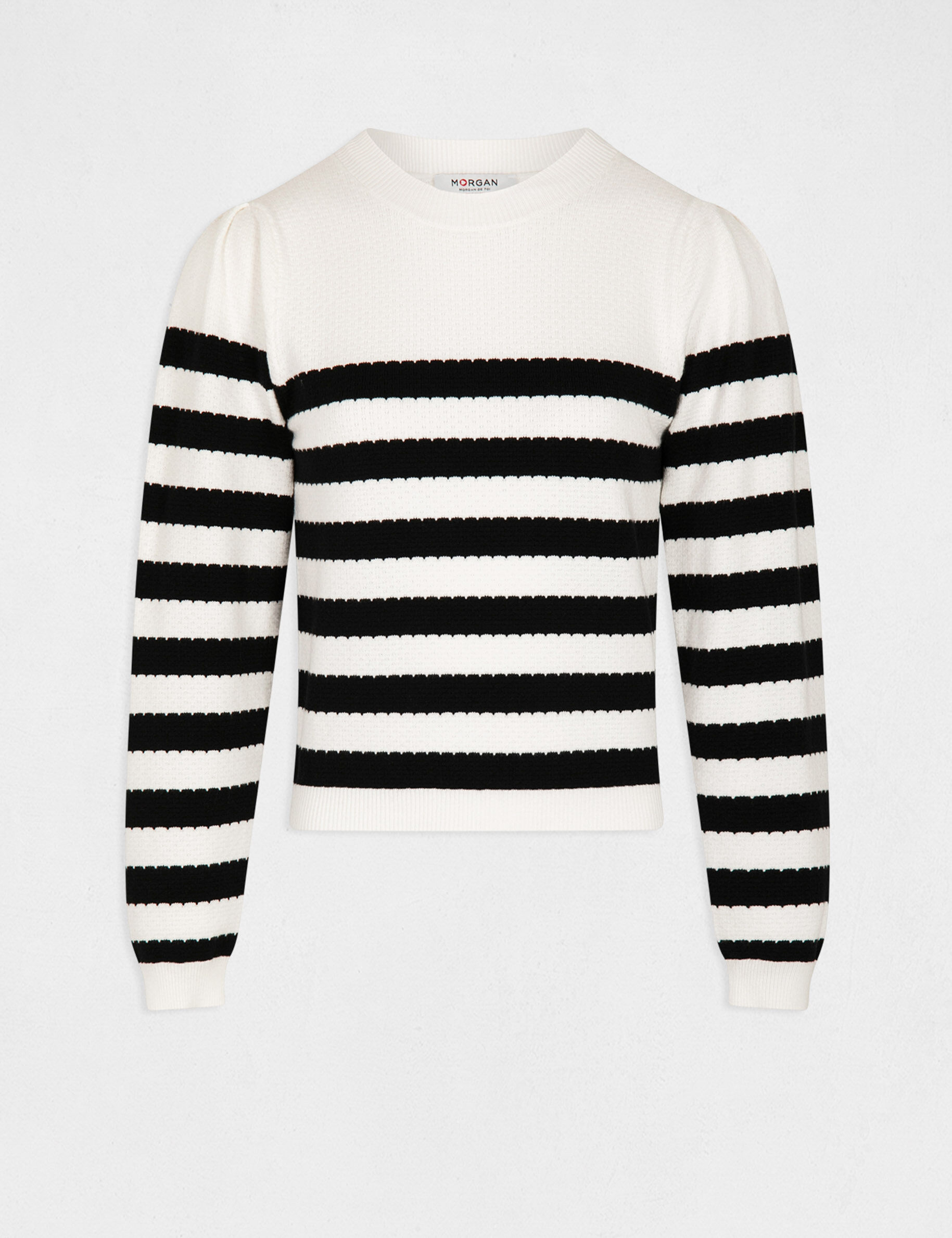 Pull manches longues à rayures noir femme - noir