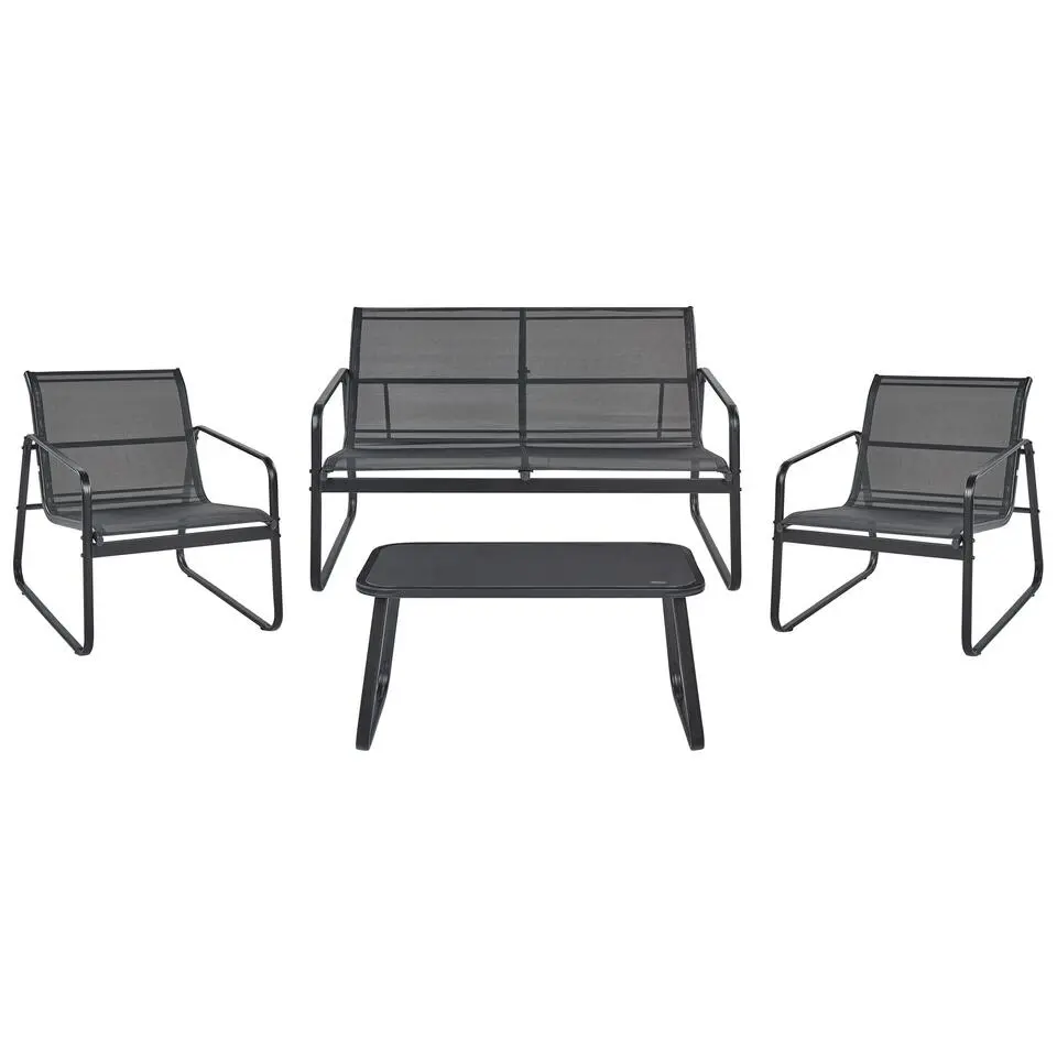 BARREA - Loungeset 4-zits - Zwart - Metaal