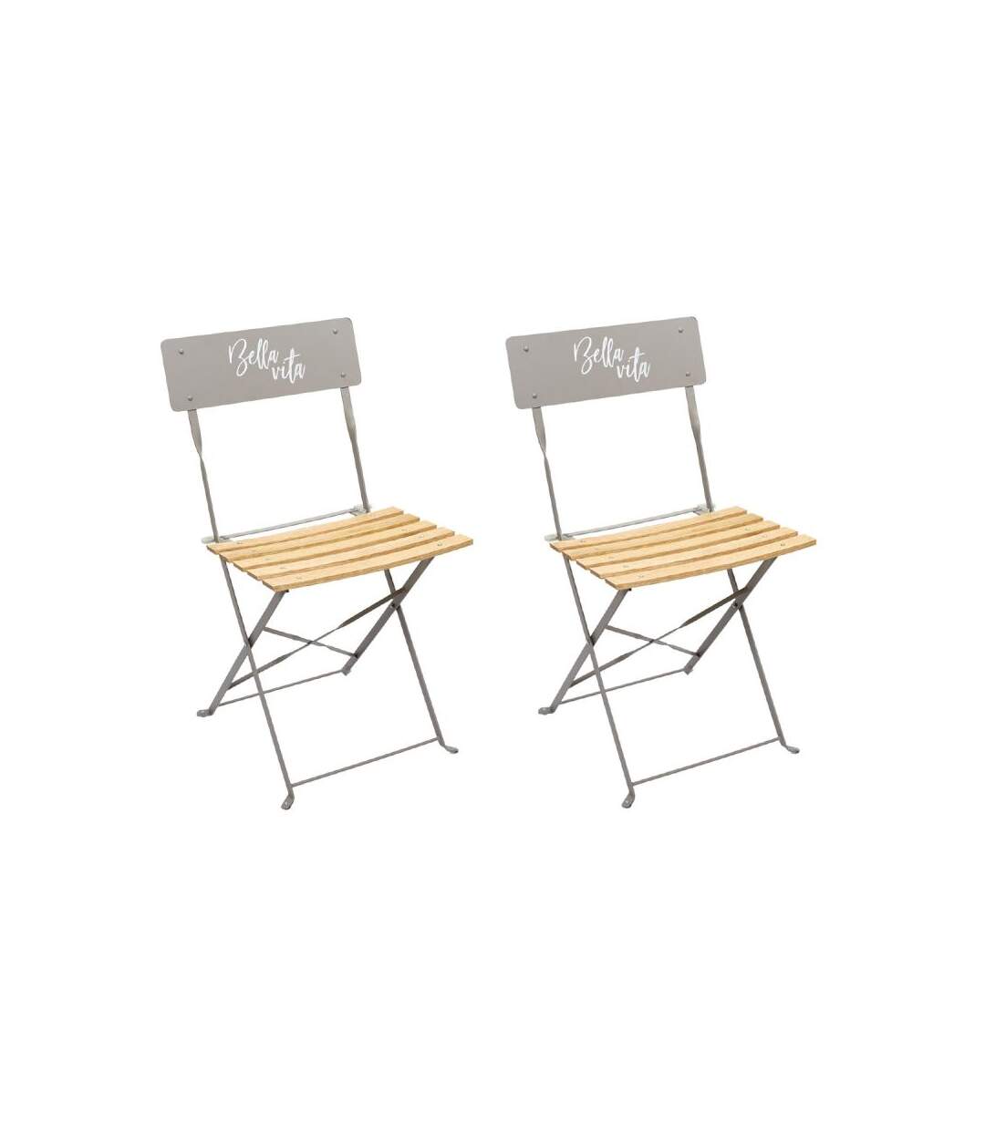 Paris Prix - Lot De 2 Chaises Pliantes bella Vita 81cm Taupe