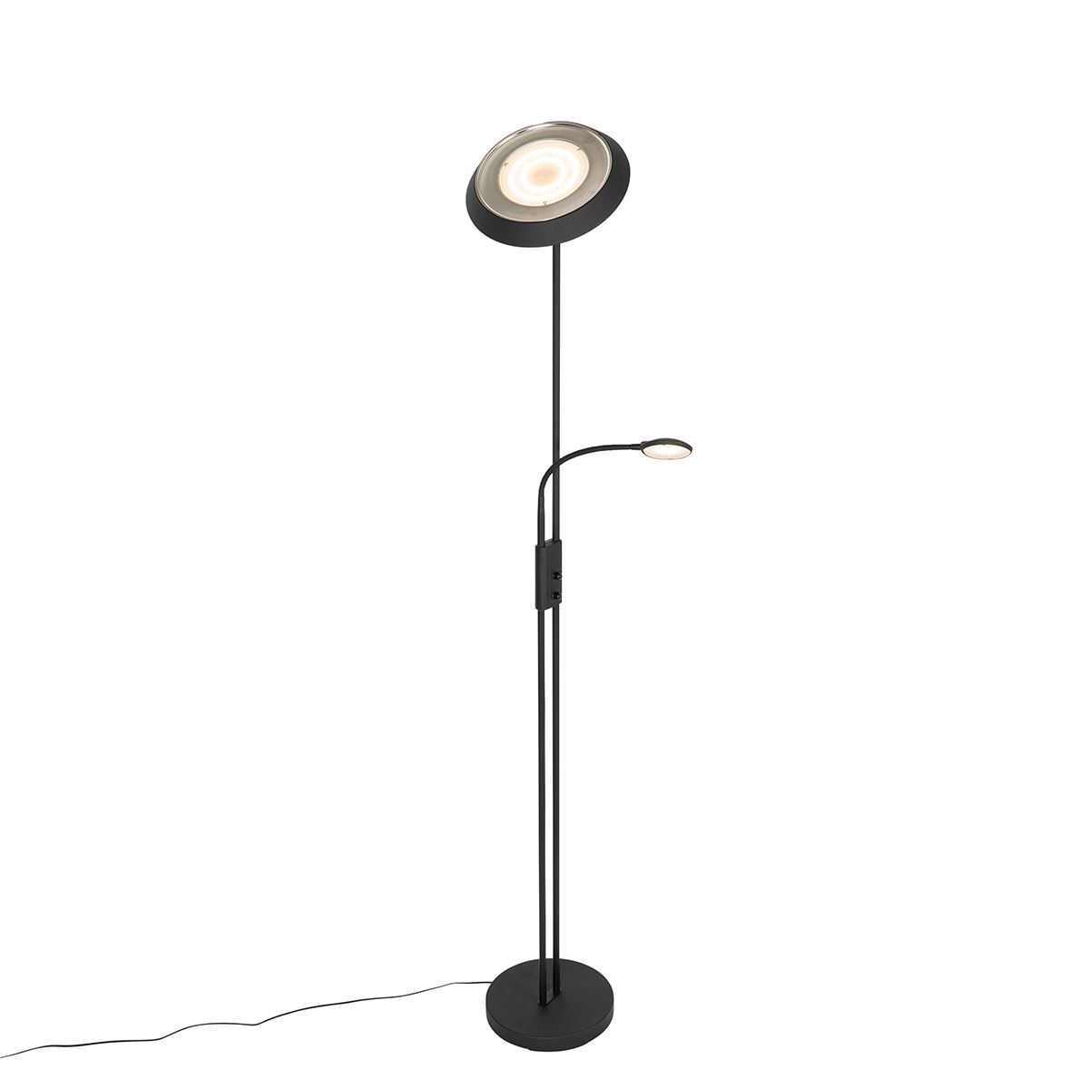 Vloerlamp zwart incl. LED en dimmer met leeslamp - Fez