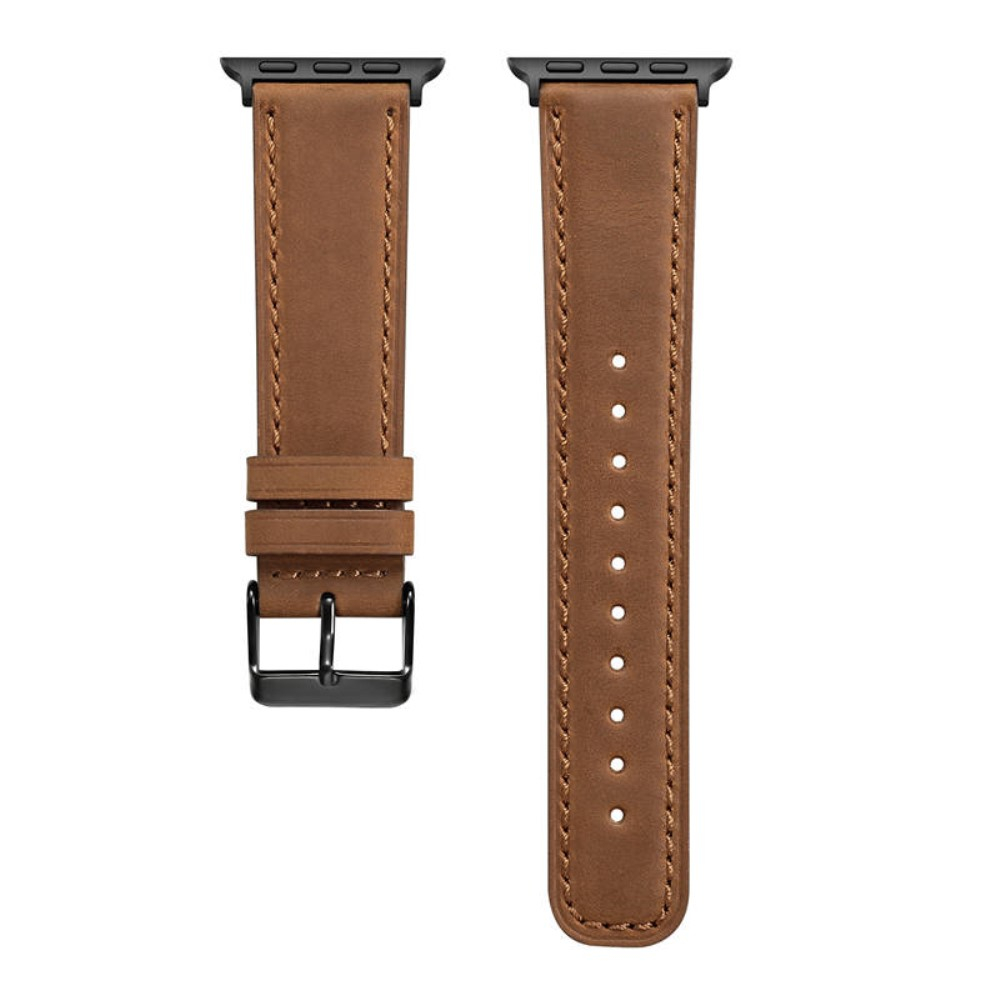 Apple Watch (42/41/40/38 mm) Echtleder Vintage Ersatz Armband mit Dornschliesse (Gelenkumfang: 170-225mm) - Braun / Schwarz
