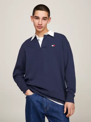 Camisa de rugby oversized com emblema Terry