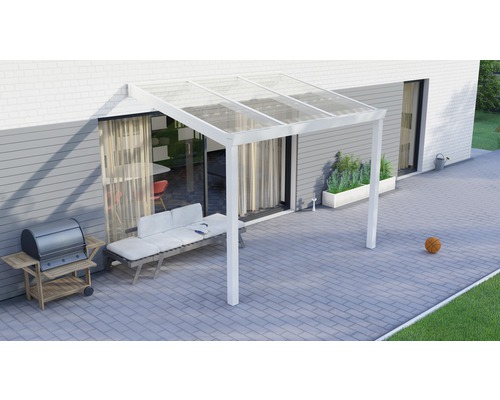 Legend terrasoverkapping met helder polycarbonaat, 300x200 cm, wit