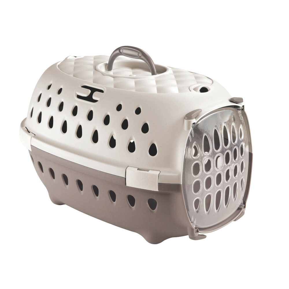 Cage de transport smart chic taupe max 6 kg pour petit chien et chat