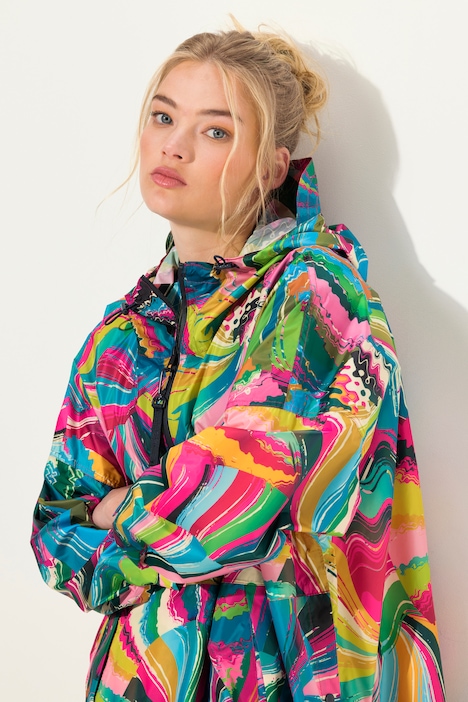 Funktions-Regencape, Unisex, Print, Kapuze