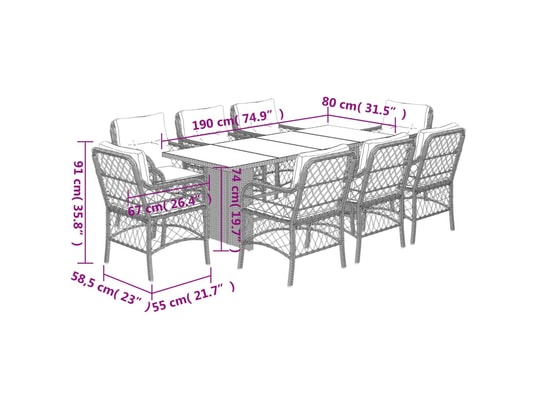 LES TENDANCES - Ensemble table et chaises de jardin-beige-8 places-456404