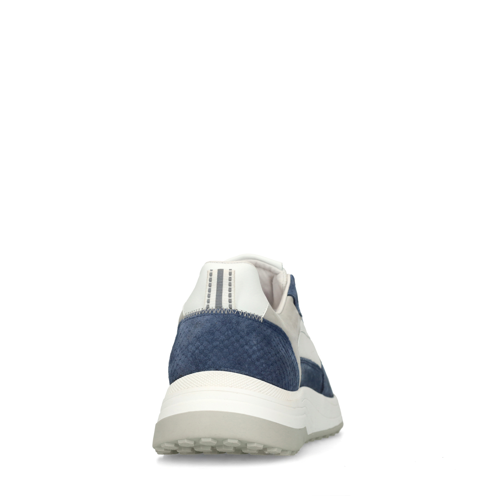 Blauwe suède sneakers met leren details