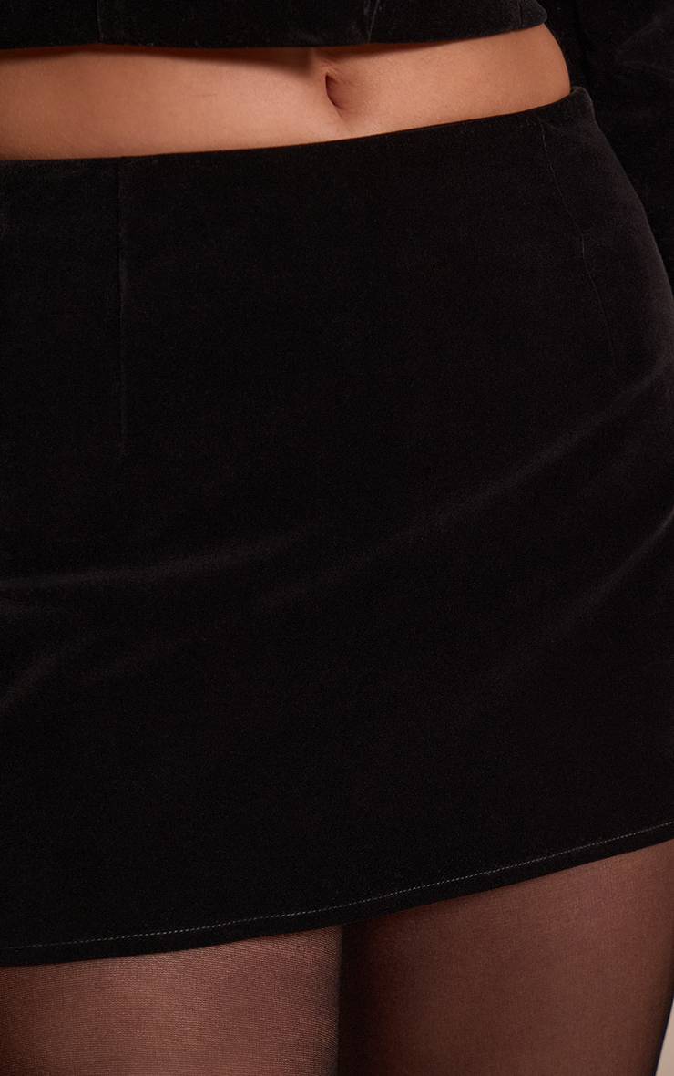 Noir Ensemble Coordonné Jupe Courte En Velours Ajustée