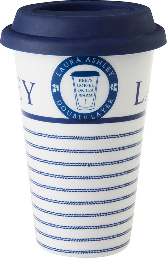 Laura Ashley beker Candy Stripe koffie blauw 0,33 L