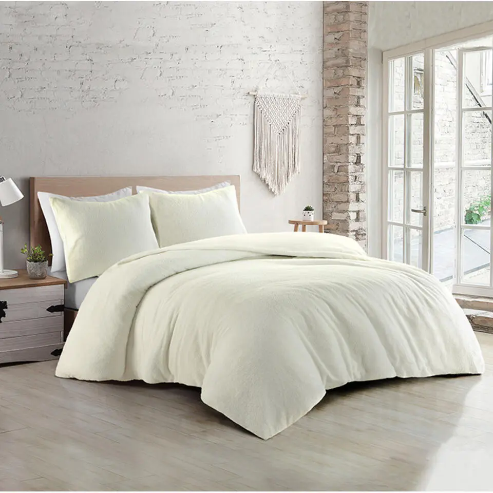 Zavelo Teddy Comfort Dekbedovertrek Creme-Lits-jumeaux (240 x 200/220 cm)