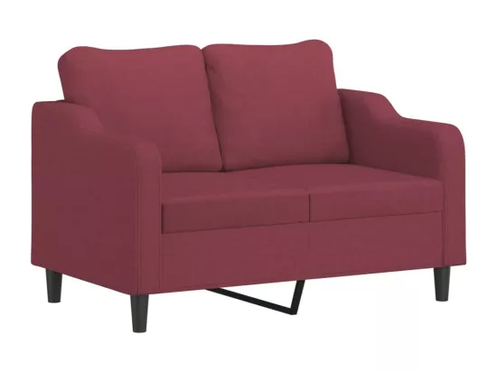 Canapé 2 places avec oreillers bordeaux 120 cm tissu