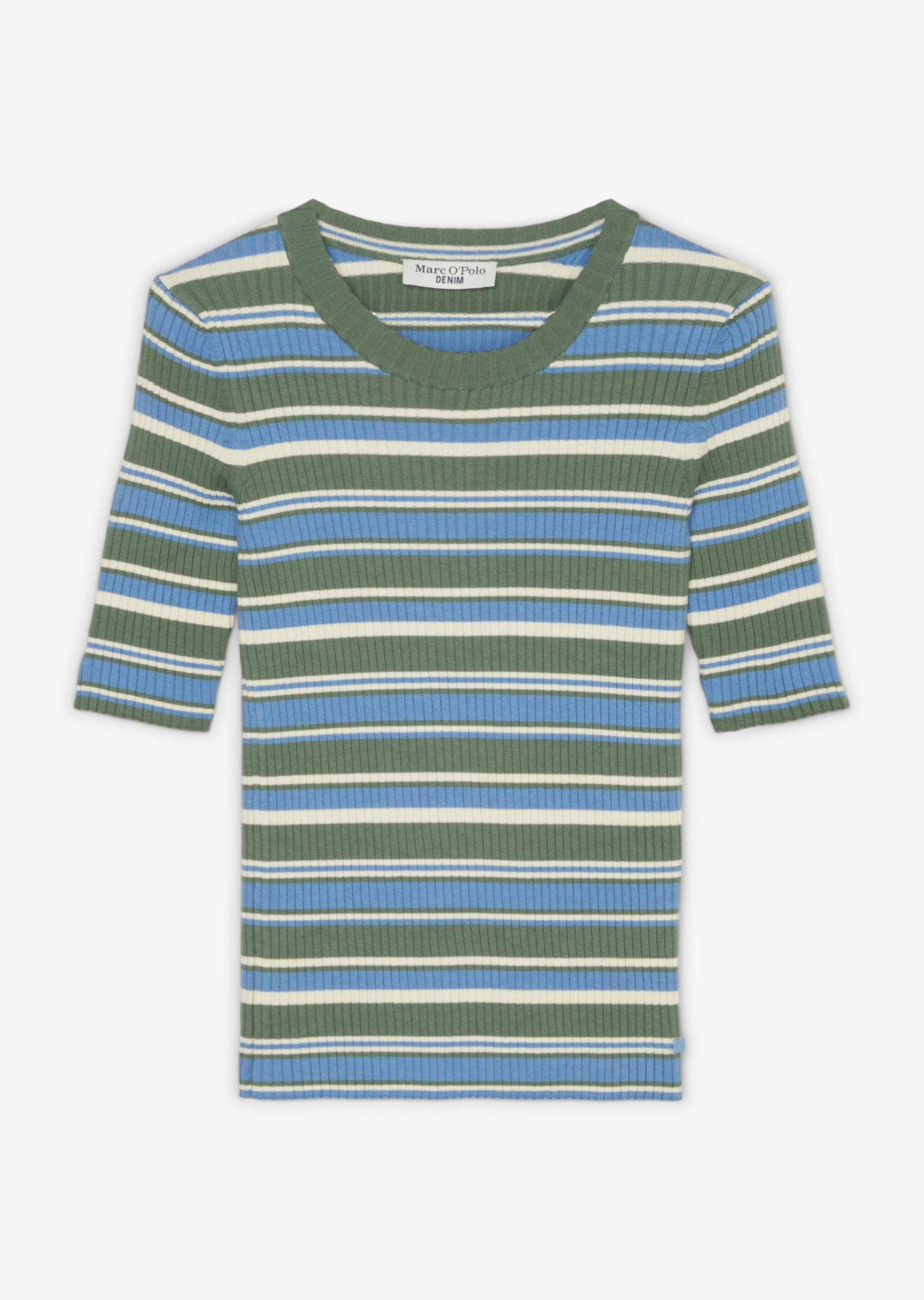 Kurzarm-Strickpullover fitted aus Organic Cotton-Mix
