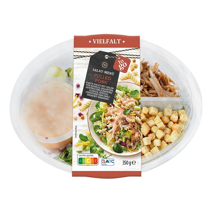 WONNEMEYER Salat-Menü Vielfalt 350 g, Pasta mit Pulled Pork