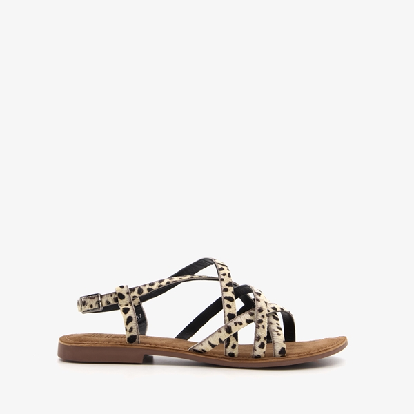 TwoDay leren dames sandalen met luipaardprint