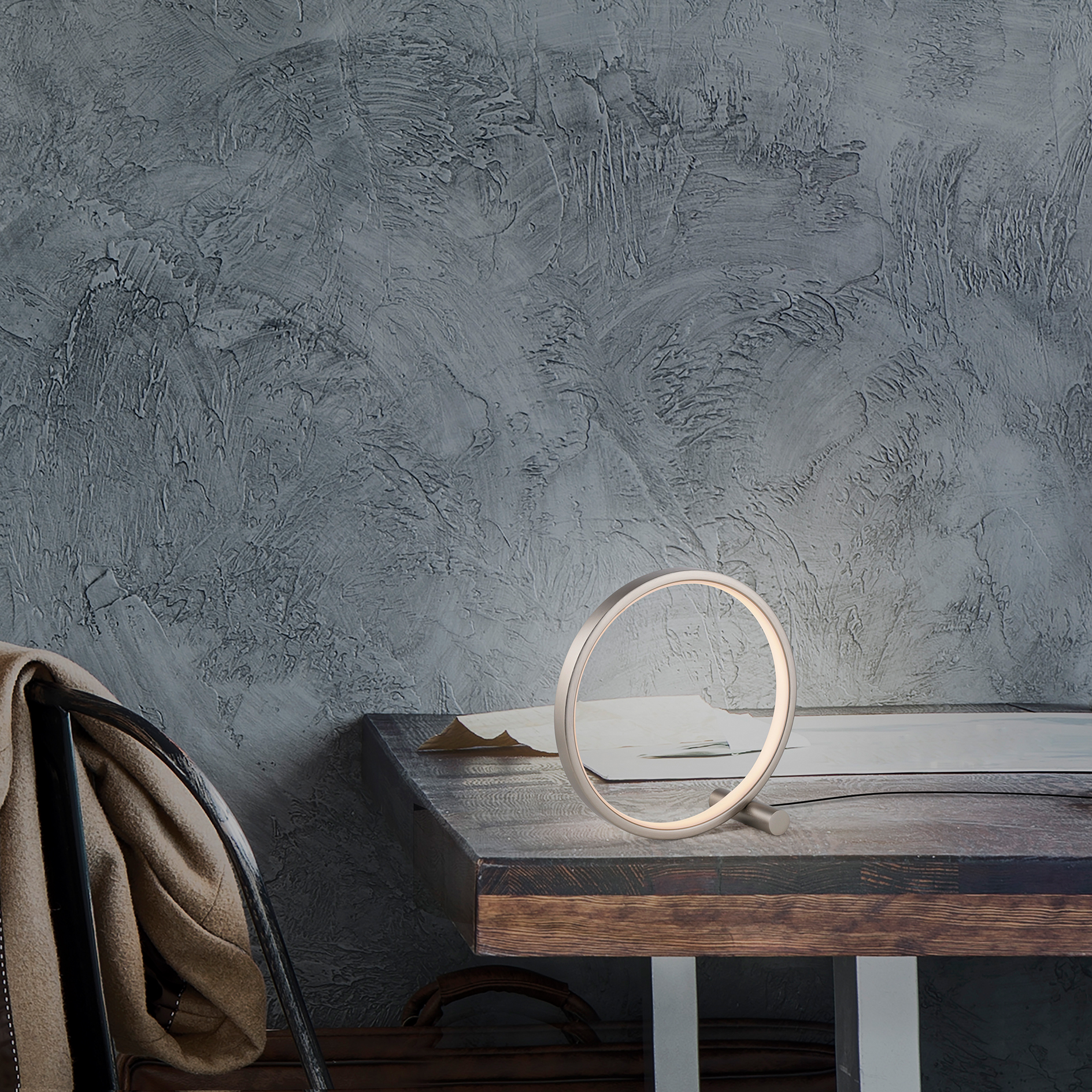 LED-Tischleuchte - silber - Ø 25 cm
