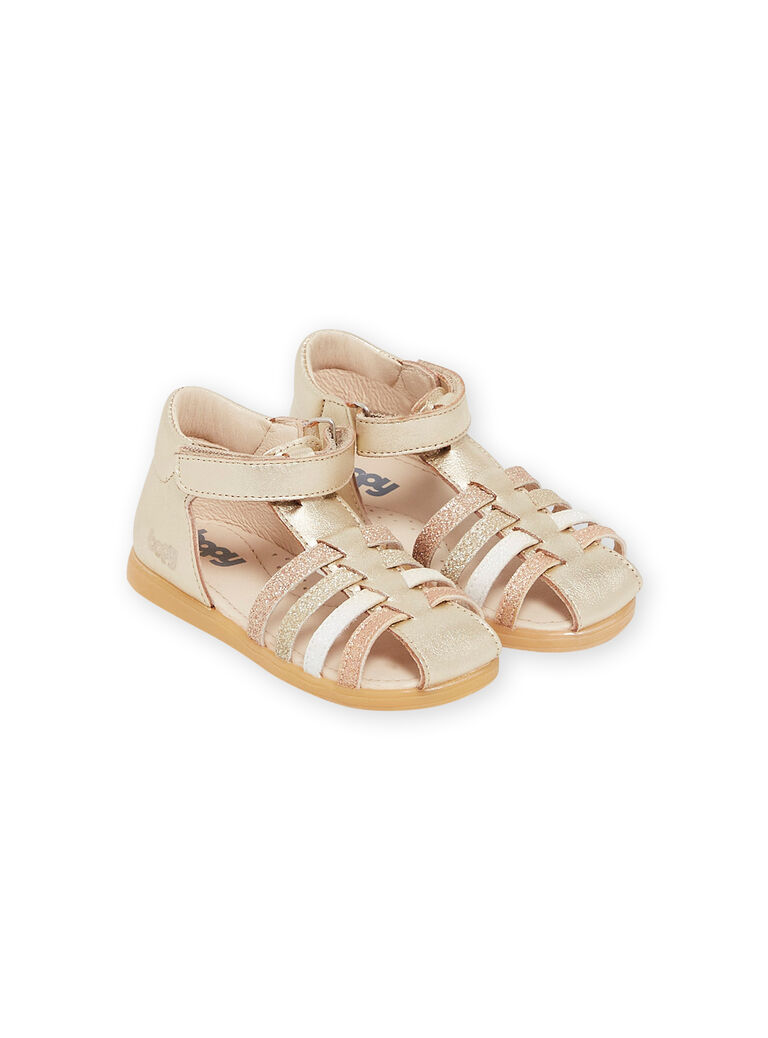 Sandales dorées en cuir