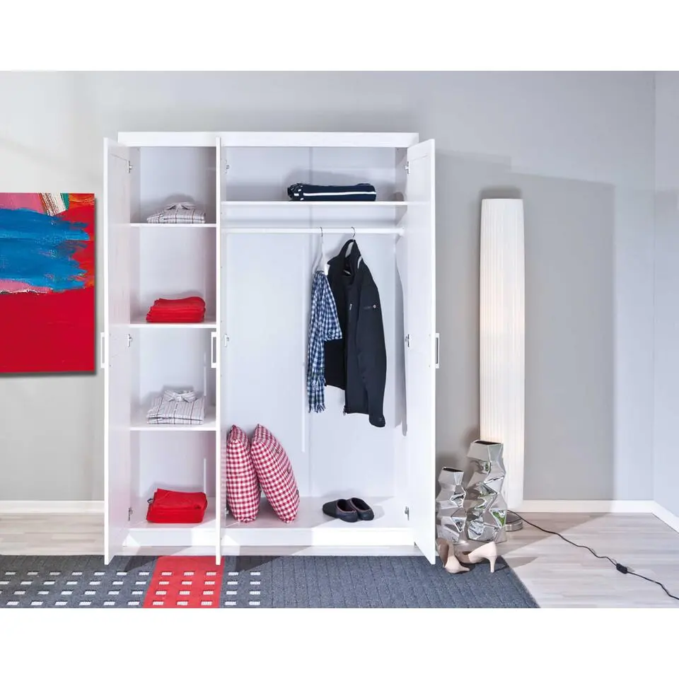 Hioshop Driedeurs kledingkast wit Oslo