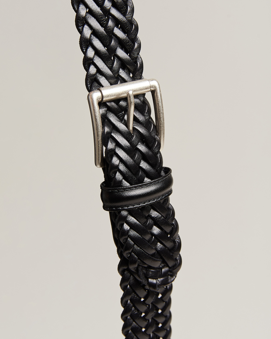 Anderson's Woven Leather 3,5 cm Belt Tanned Black
