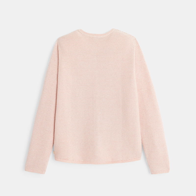 Gilet boutonné à côtes Ottoman rose fille