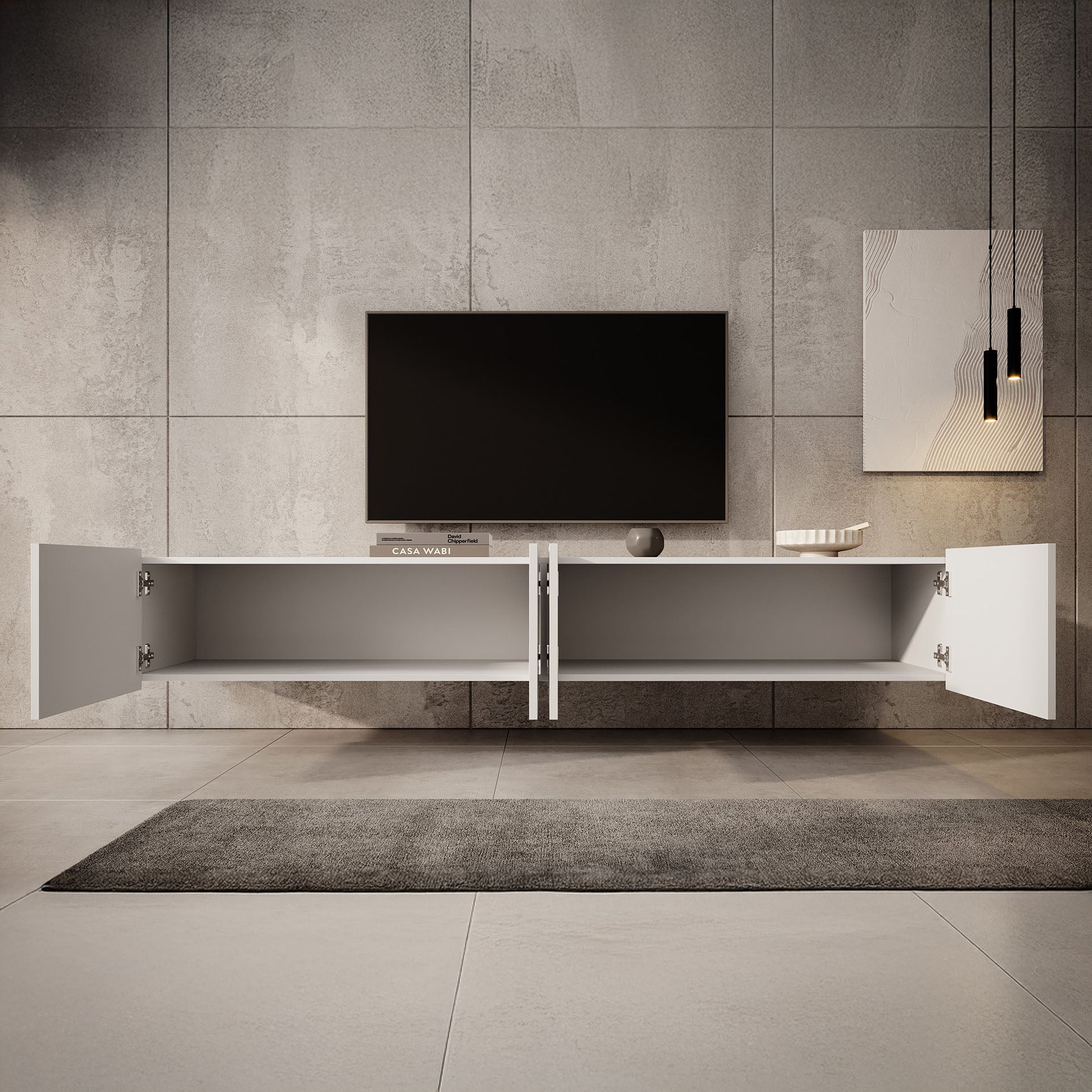 Calabas - TV-Meubel met 4 deuren - Wit - 200x43x37 cm