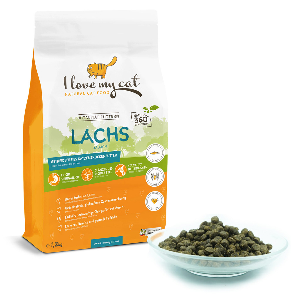 Nourriture sans céréales pour chats au saumon - 1,2 kg