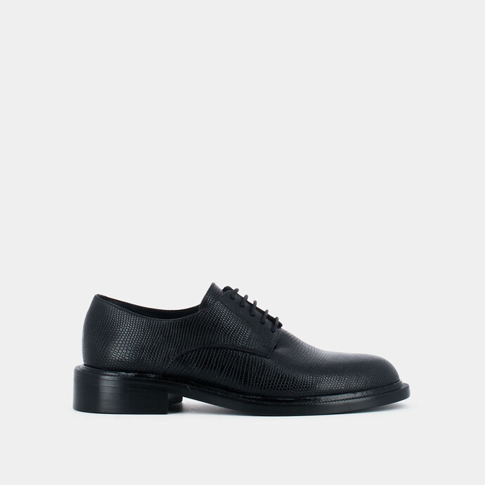Derbies en cuir  reptile noir