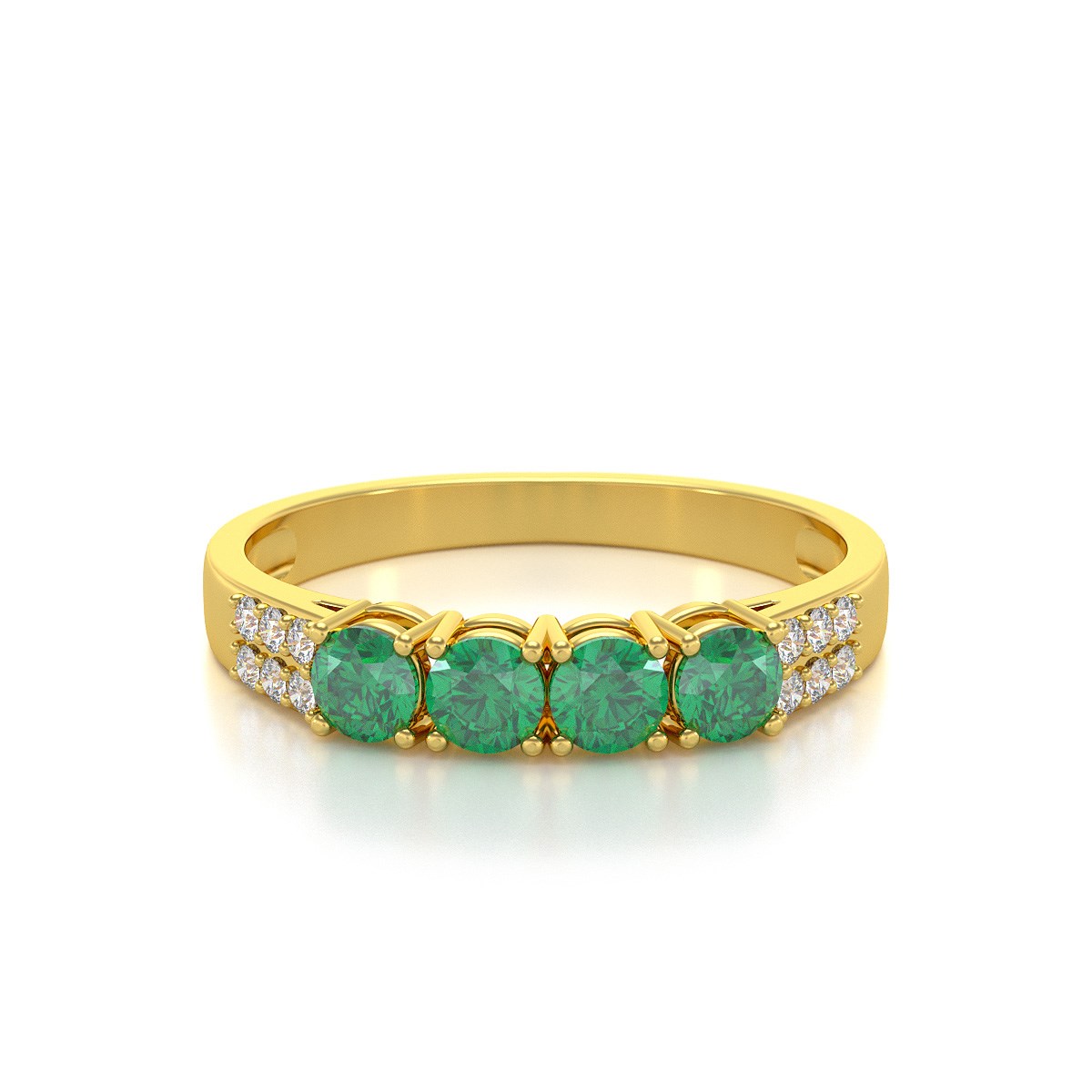 Bague ADEN Or 585 Jaune Emeraude et diamants 2.382grs