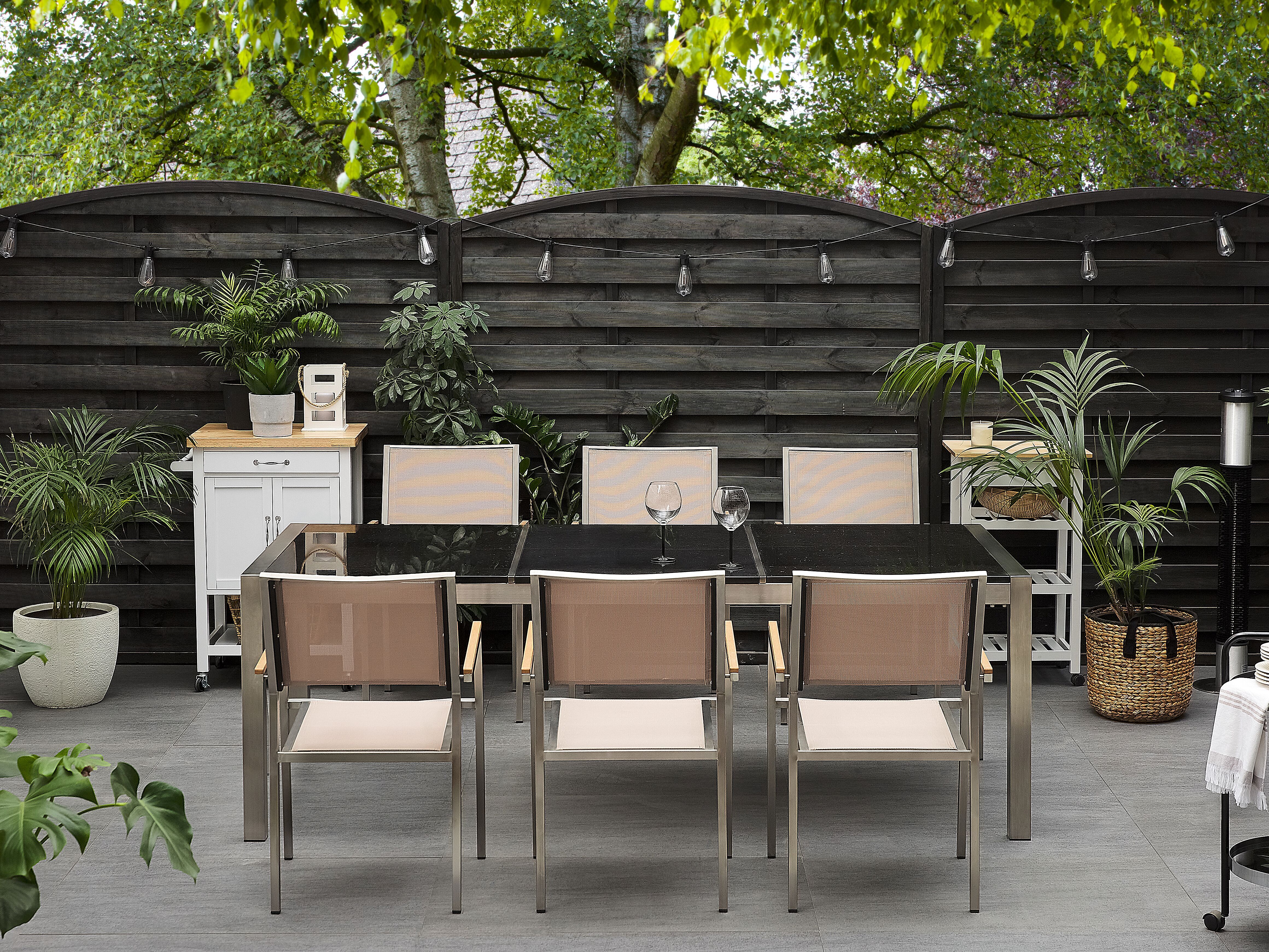 Tuin eettafel GROSSETO 220 cm 100 cm Gepolijst Graniet Zwart