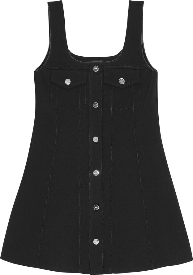 Ganni Bonded Crepe Mini Dress Black