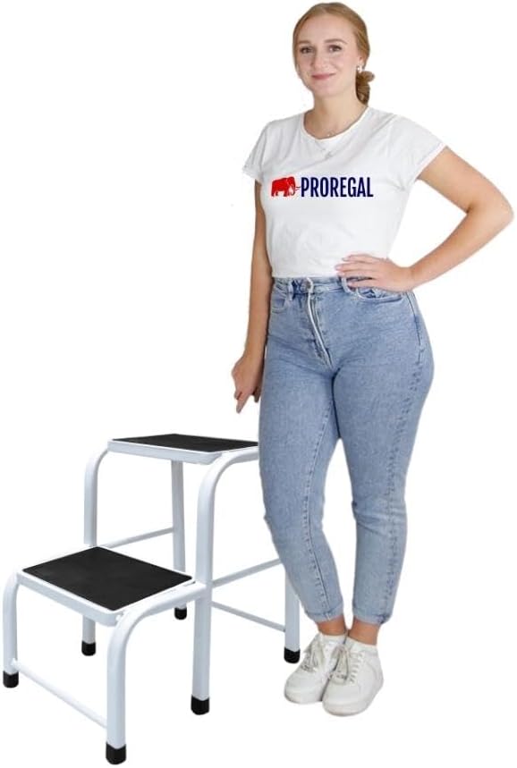 PROREGAL Opstapje met antislip rubberen mat Economy Basic Enkelzijdige toegang 2 treden Hoogte 46 cm Draagvermogen 150 kg