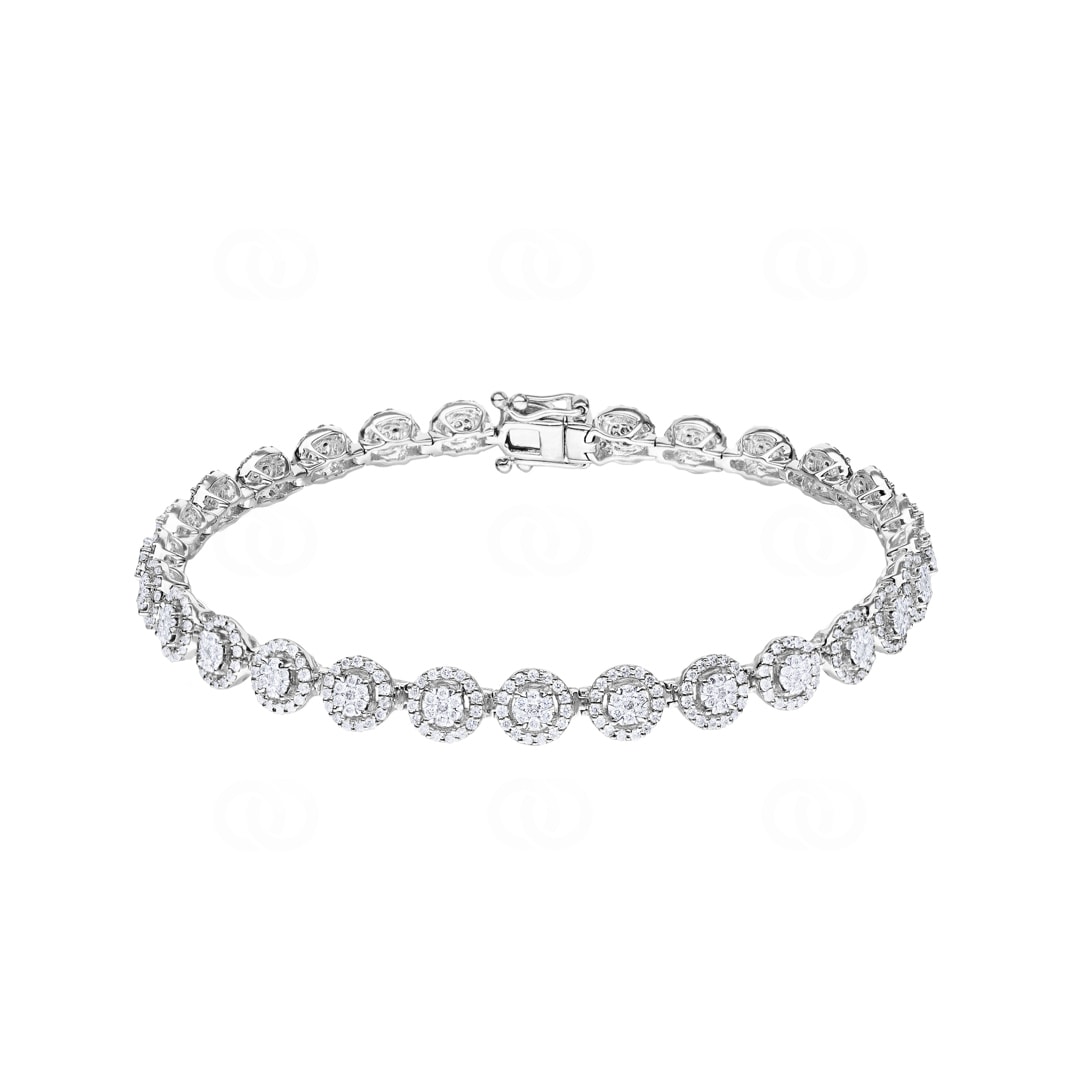 2.00 Karat Diamanten Halo Tennisarmband 750/18 K Weissgold