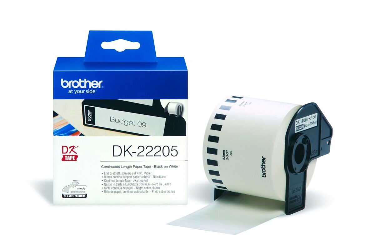 Brother Endlos-Etiketten DK-22205 weiß, 62mm x 30,48m