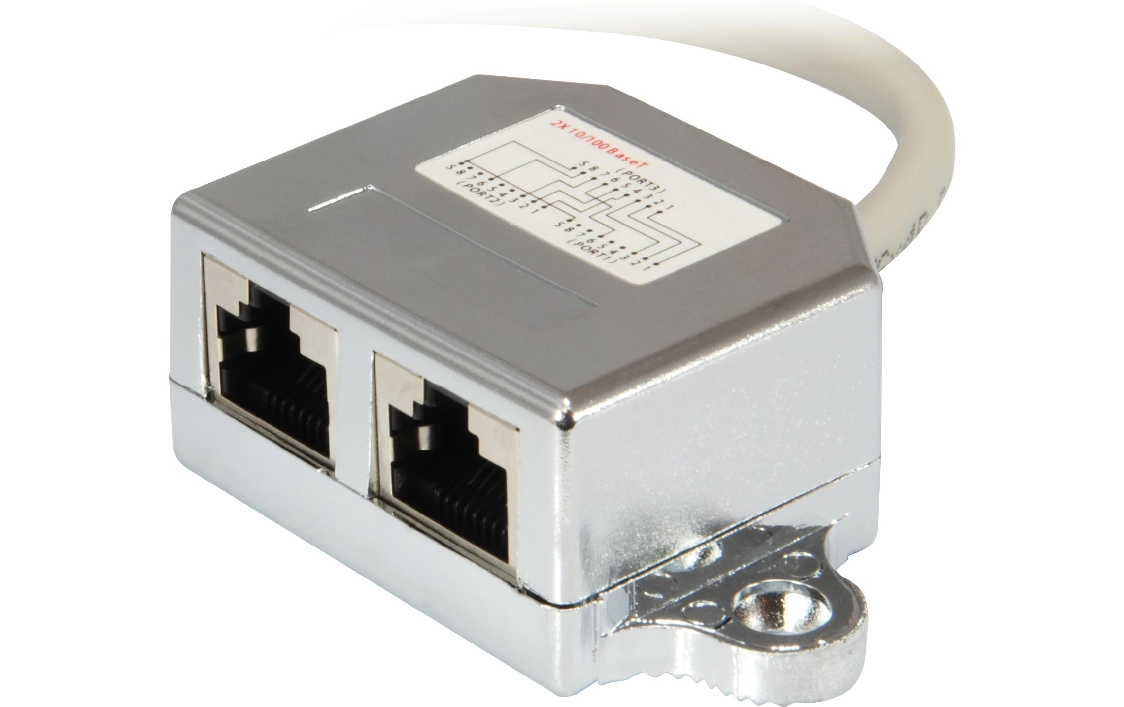 Anschlussverdoppler 2x 100Mbps LAN 1 StückEin RJ45-Stecker an zwei RJ45-Buchsen