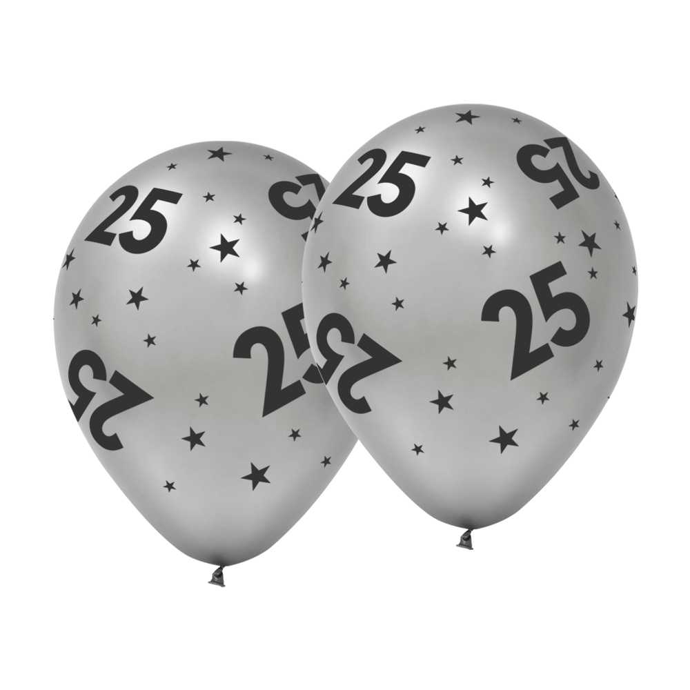 25 Jaar Ballonnen Zilver 31cm 6st
