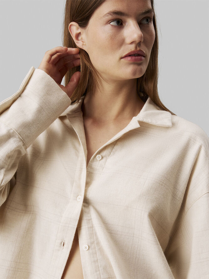 Calvin Klein L/S BUTTON DOWN Oatmeal heather plaid