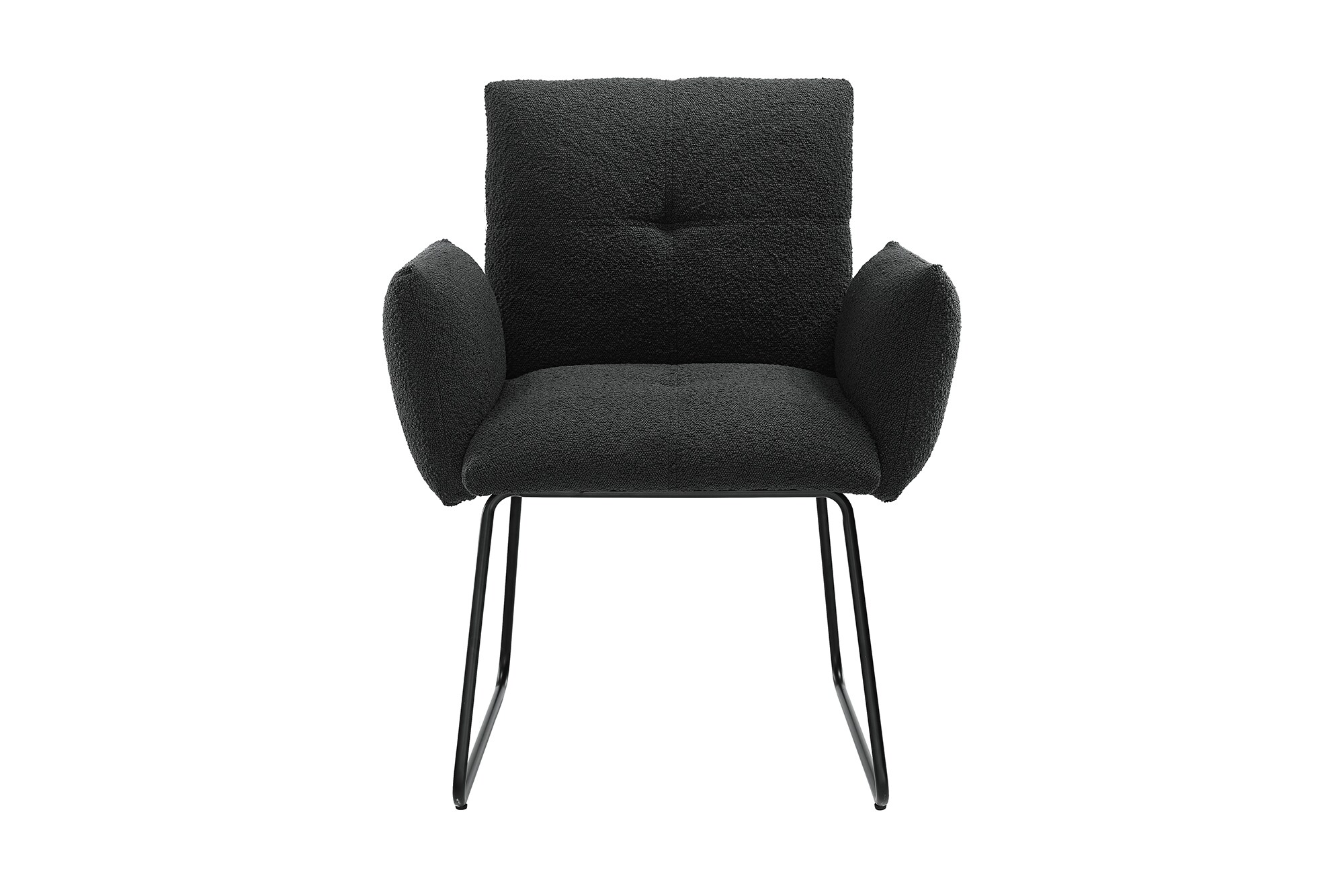 Armlehnstuhl Bouclé Stoff Anthrazit Esszimmerstuhl Wohnzimmer Küche Stuhl