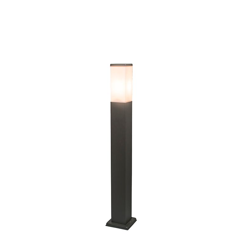 Moderne buitenlamp paal donkergrijs met opaal 80 cm IP44 - Malios