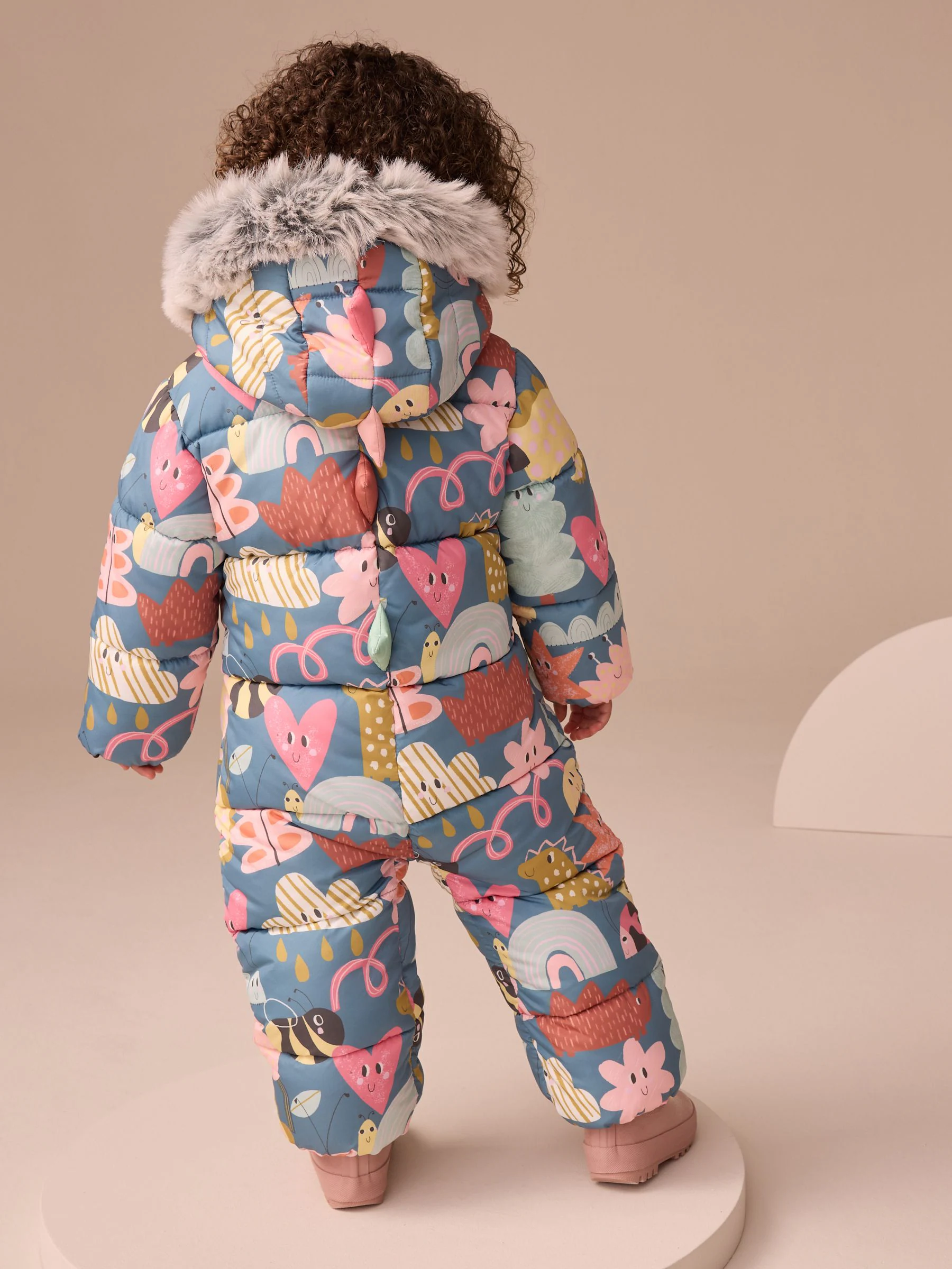 Blauw met figuurtjes - Regenbestendig sneeuwpak met print (3mnd -7jr)