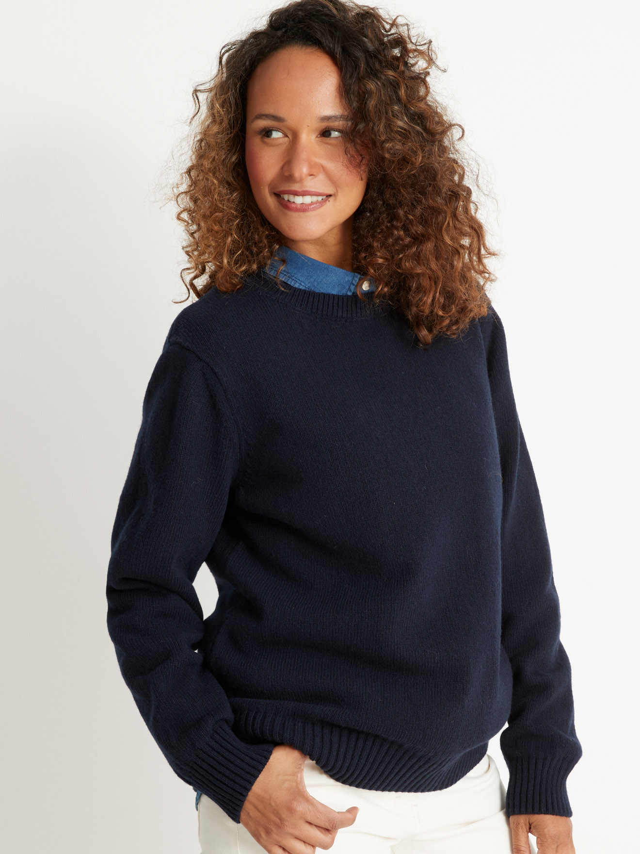 Pull col rond 100% laine