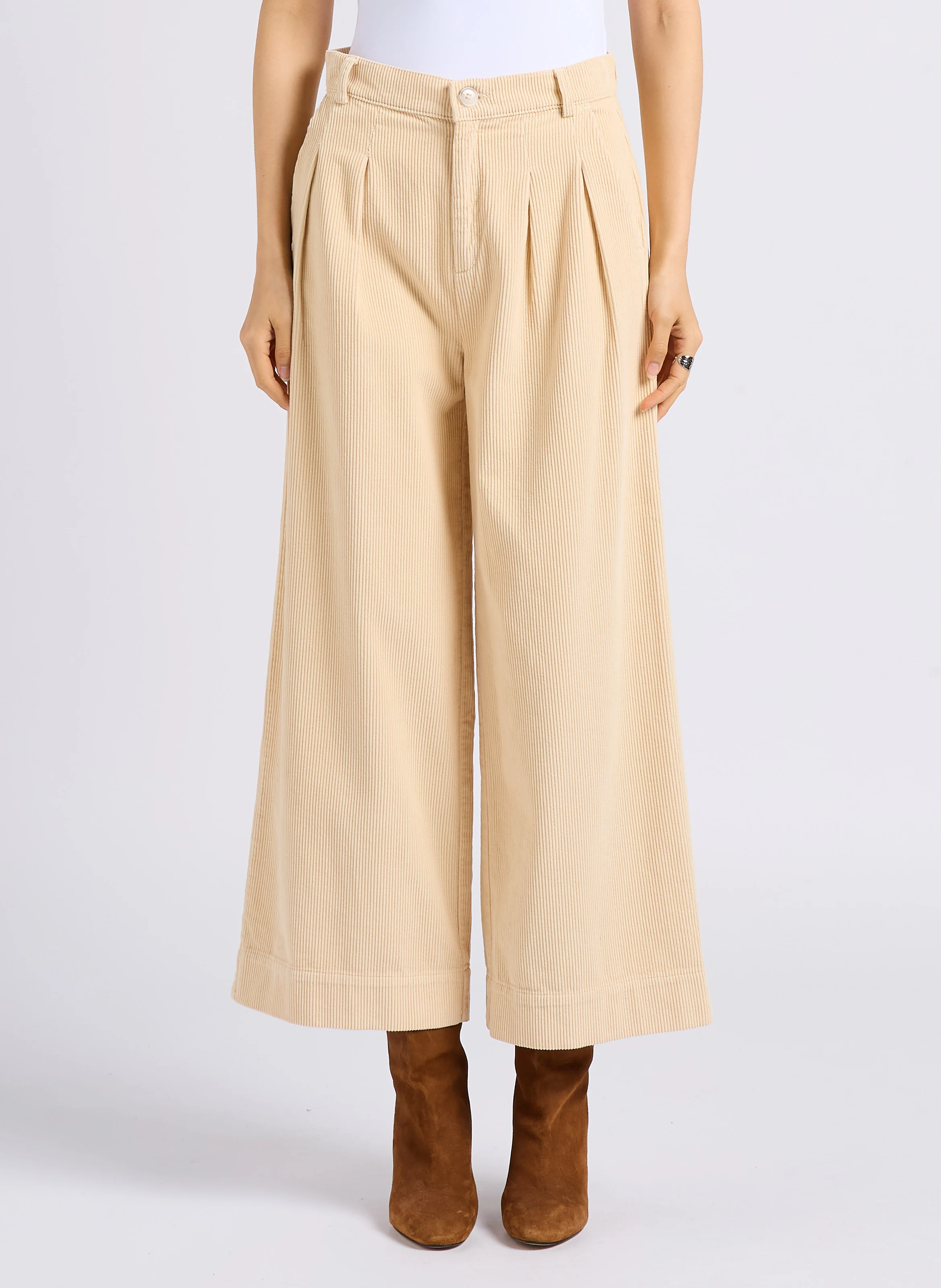 ALADIN - Pantalon large en velours côtelé | Blanc