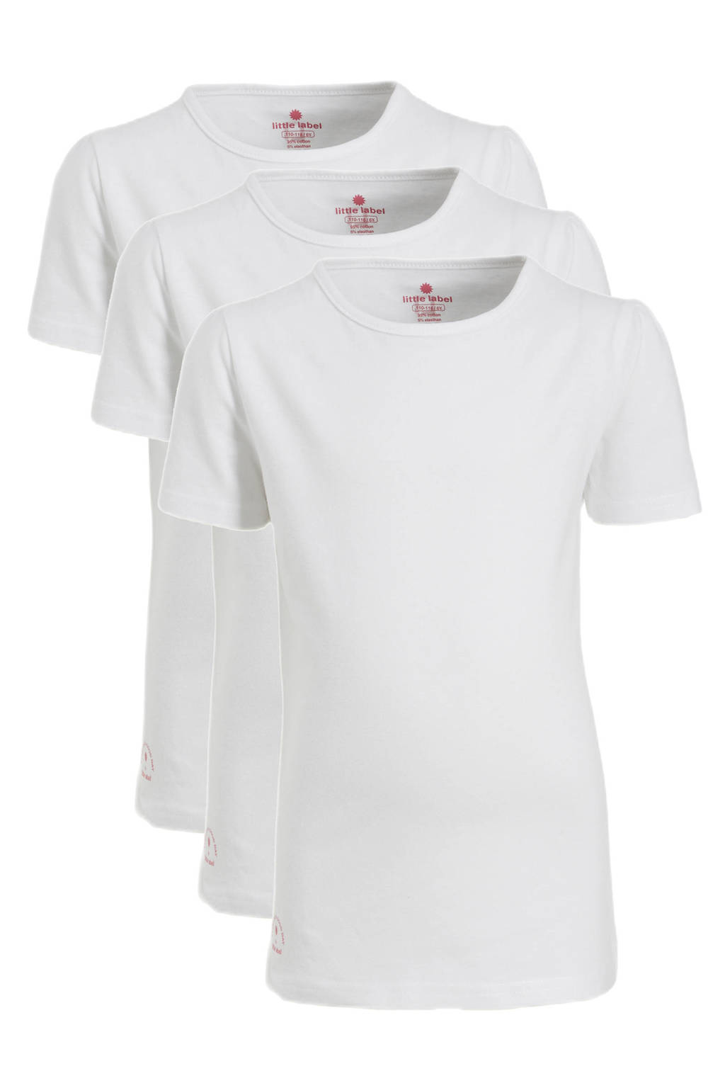 Little Label T-shirt van katoen - set van 3 wit