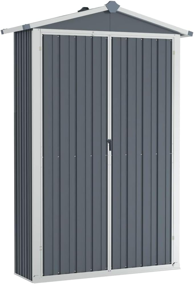 Kangmusi Gerätehaus Grau 116x45x175 cm Verzinkter Stahl, Grau 46302
