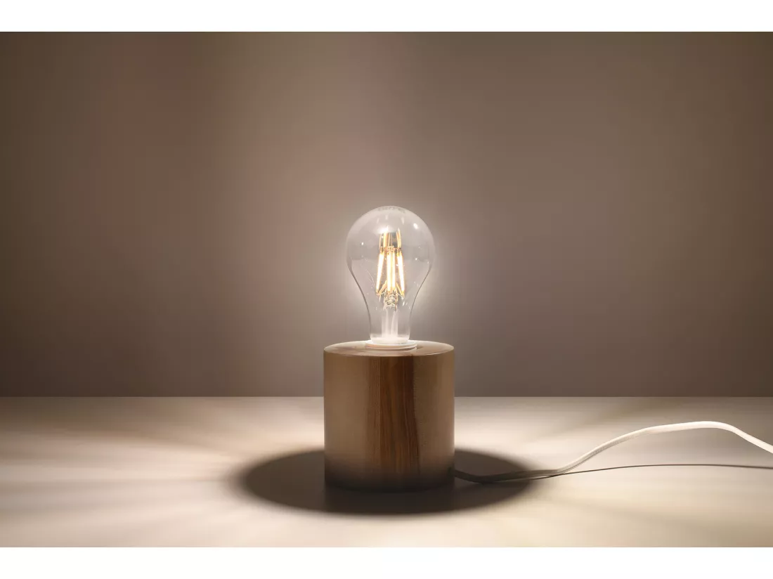Sollux SALGADO Lampe de Table Cylindrique Lampe de Table Bois Naturel E27