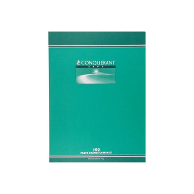 Conquérant Sept - Cahier 24 x 32 cm - 192 pages - grands carreaux (Seyes) - disponible dans différentes couleurs