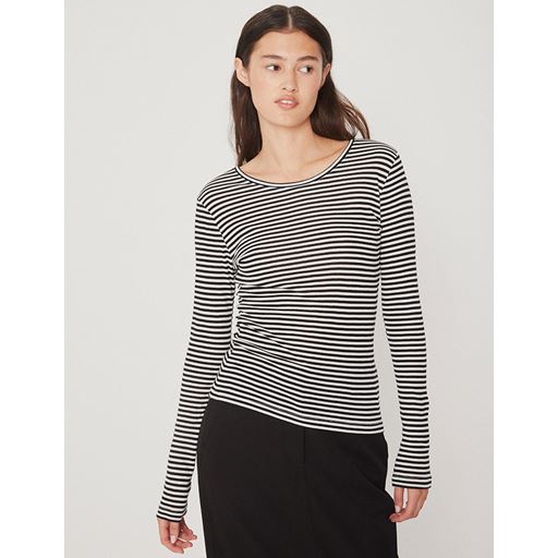mbyM Lilita Gogreen Langærmet T-shirt, Black Sugar Stripe, S