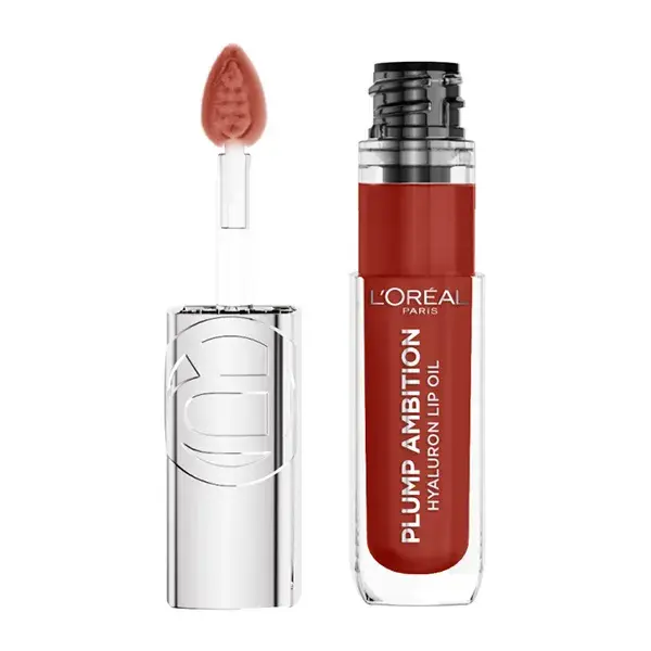 Óleo labial volumizador L'Oréal Paris Plump Ambition com ácido hialurônico, cor Wine o'clock