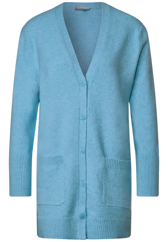 Long Cardigan - light aquamarine blue mel.