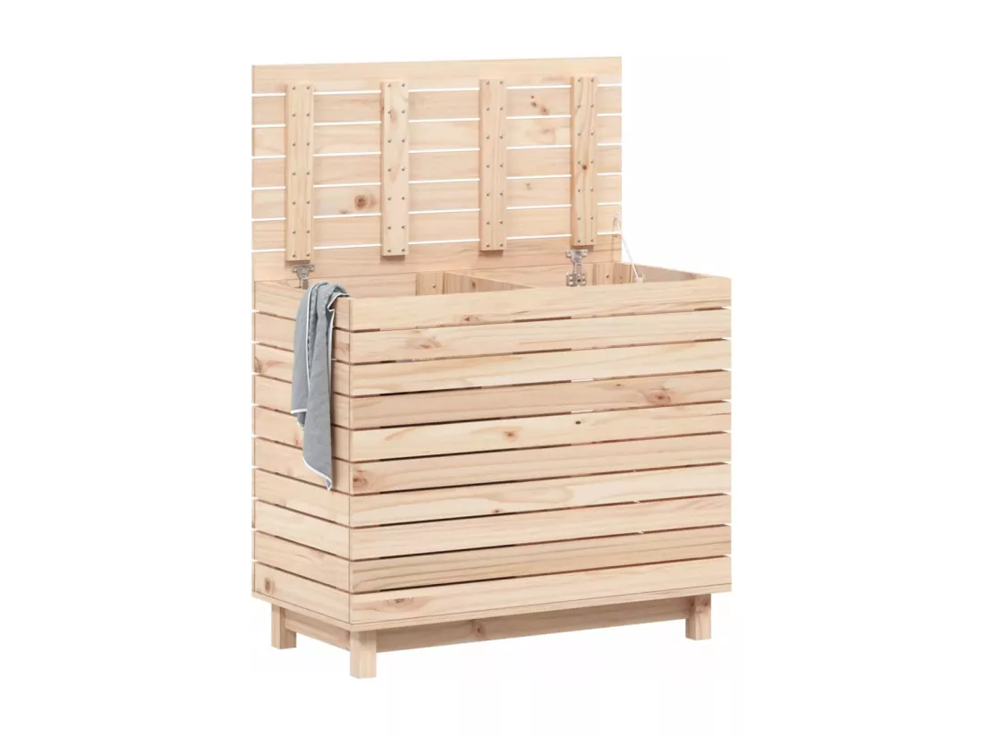 Panier à linge 88,5x44x76 bois massif de pin
